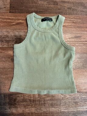 White Fox Ribbed Tank Top - Sage Green